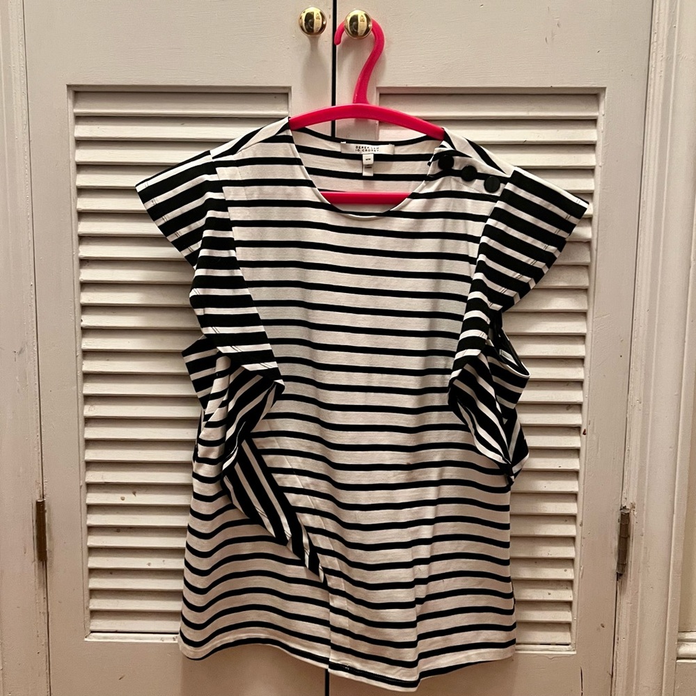 Derek Lam 10 Crosby contemporary women’s black and white striped top in medium!